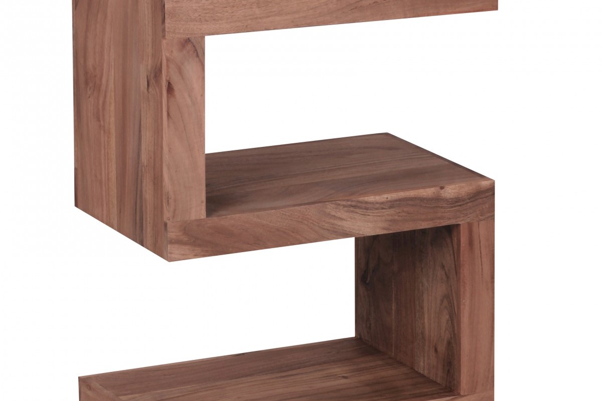 Akazie Massivholz Beistelltisch \"S\"" Cube 45 x 30 x 60 cm mit Ablage