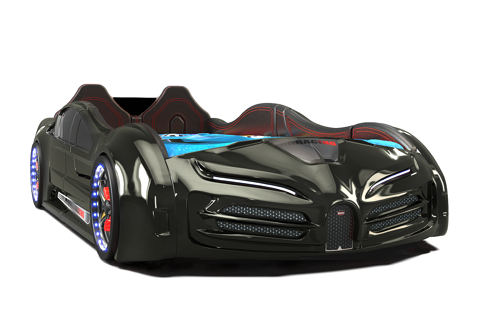 Autobett XR9 Racing mit LED und Flügeltüren Schwarz