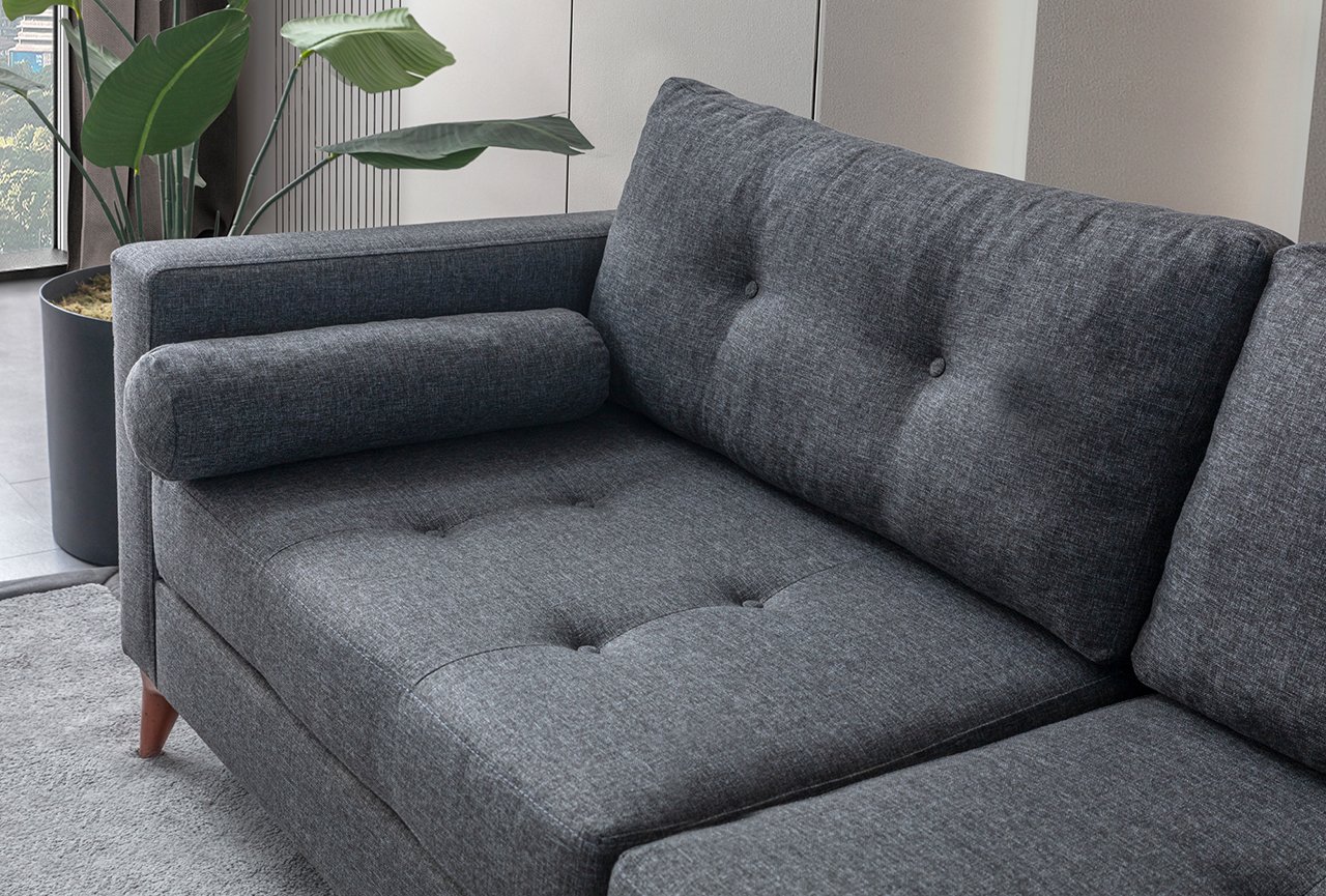 Eymense 3-Sitzer Sofa Kraft Leinenstoff Modern Anthrazit