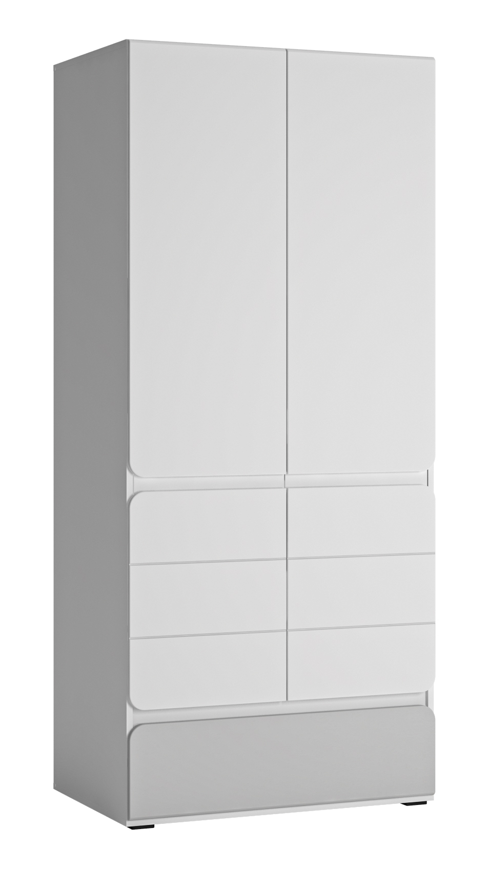 Furnival Kleiderschrank Albi 2-türig mit Schublade Weiß Grau