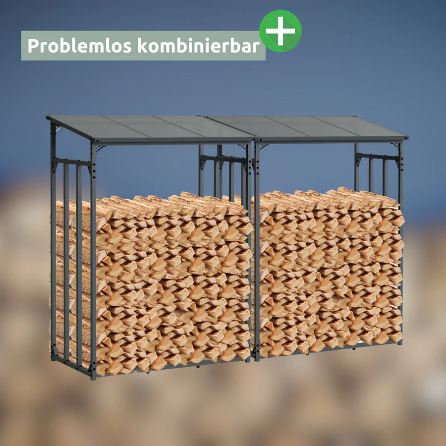 Holz4Home Kaminholzregal Metall für Außen Anthrazit
