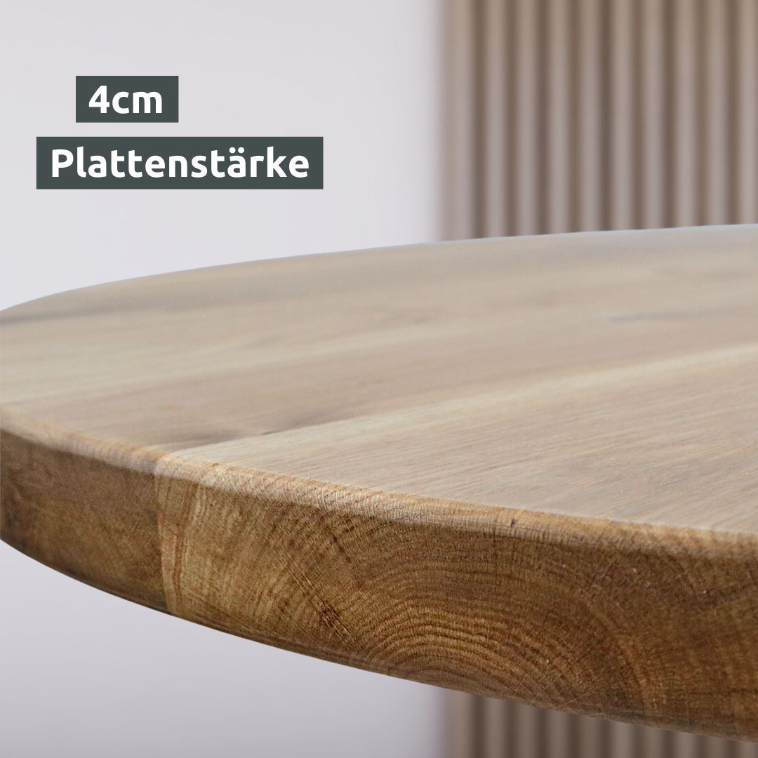 Holz4Home Runde Tischplatte Eiche massiv ⌀115 cm