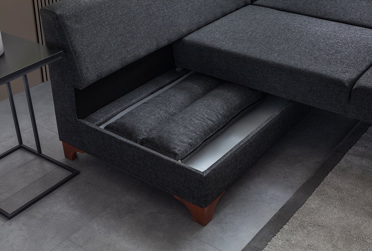 Eckcouch T-Loft Leinenstoff Anthrazit