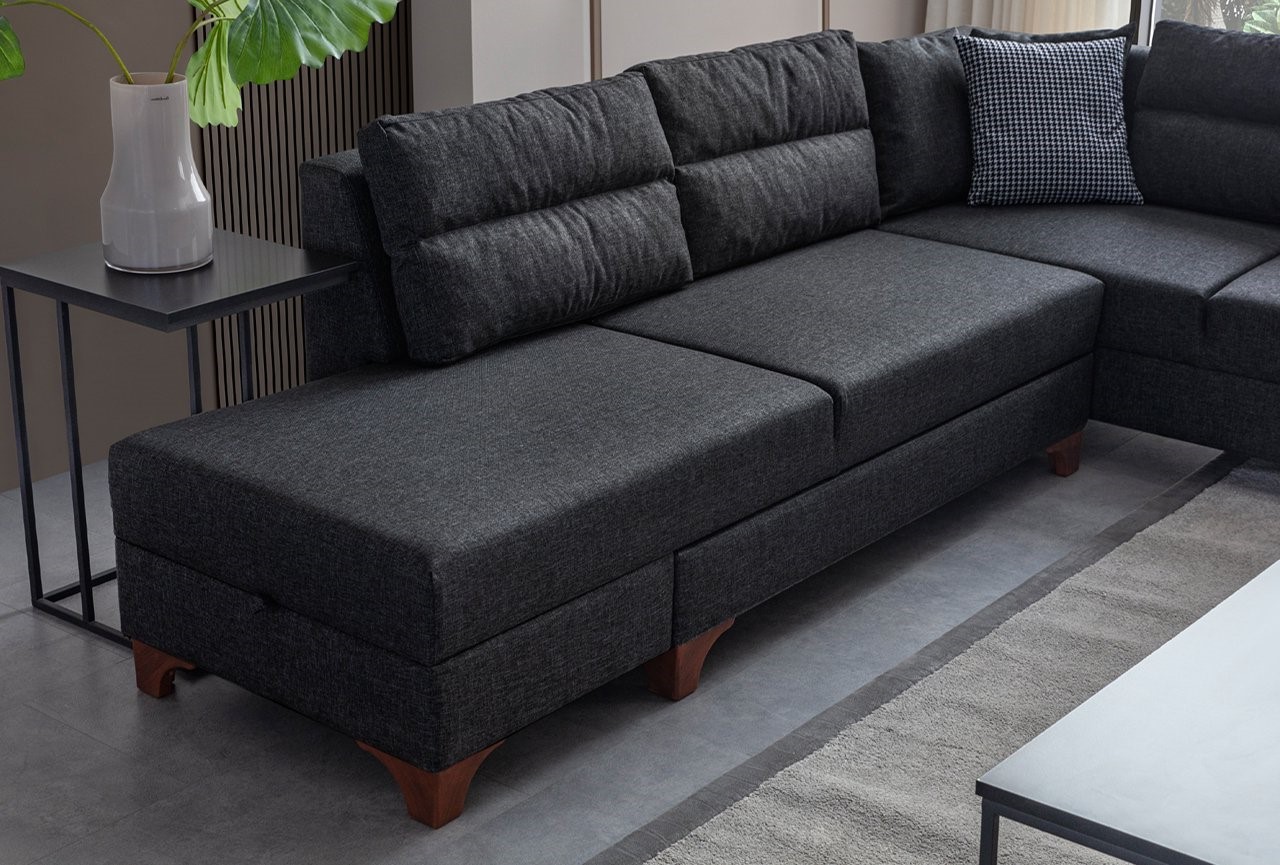 Eckcouch T-Loft Leinenstoff Anthrazit
