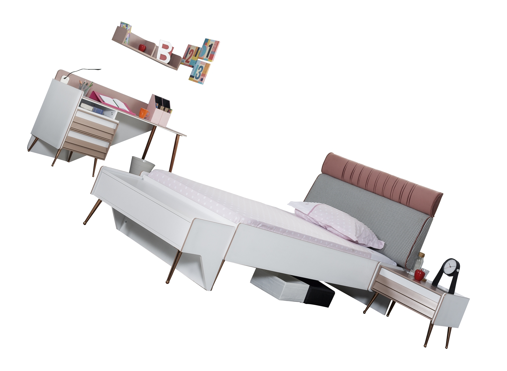 Titi Kinderzimmer Rosi Set 4-teilig mit Bett 120x200 cm