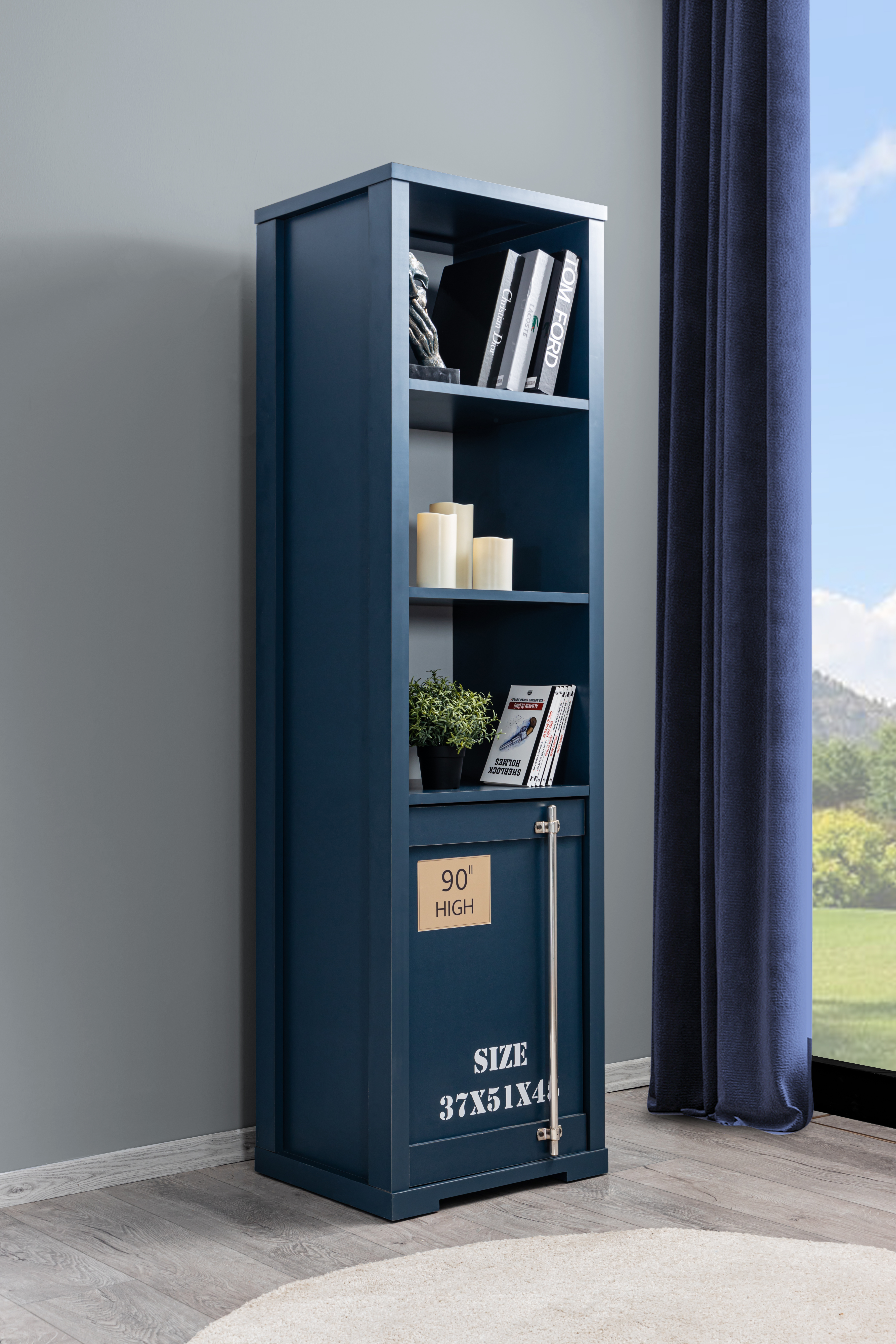 Odacix Bücherregal Container mit Tür in Blau