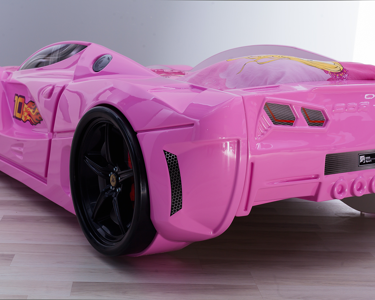 Autobett Luxury Standard in Pink mit LED Scheinwerfern und Sound