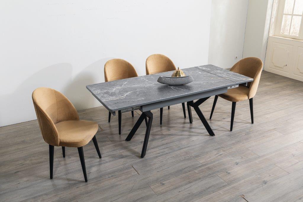 Raudi Esszimmer-Tisch Panama 130x80 ausziehbar Marmoroptik Grau