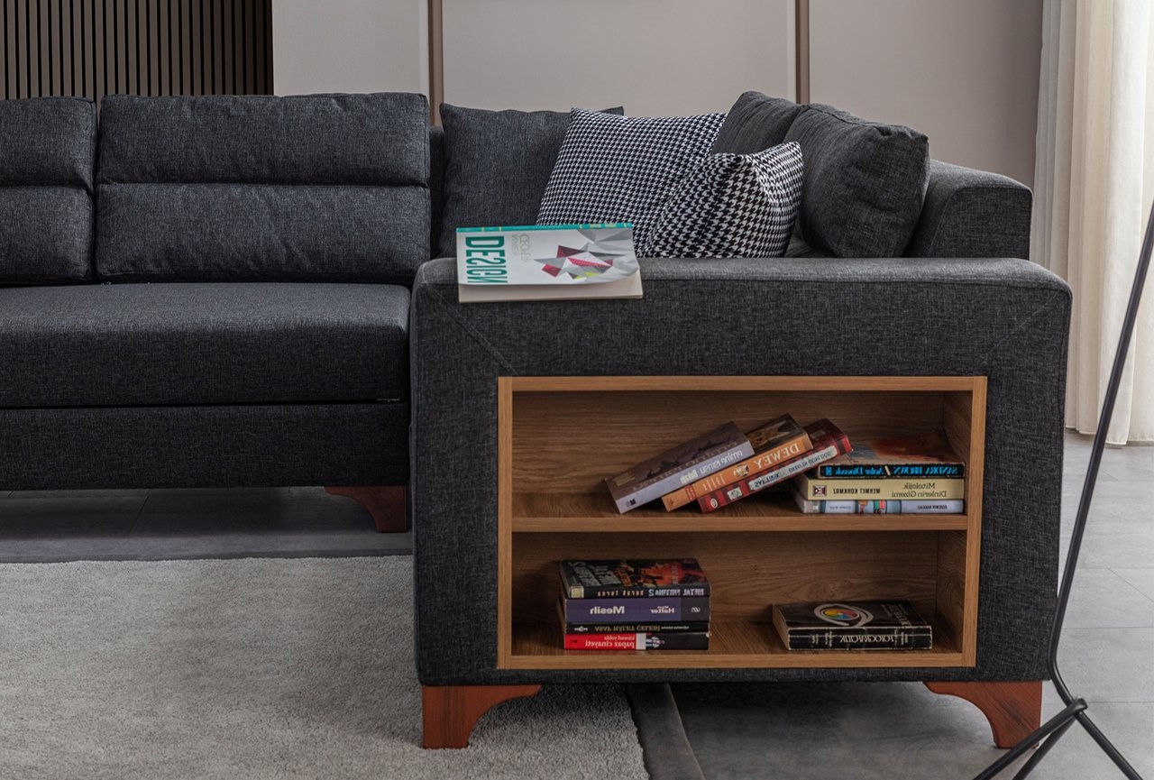 Eckcouch T-Loft Leinenstoff Anthrazit