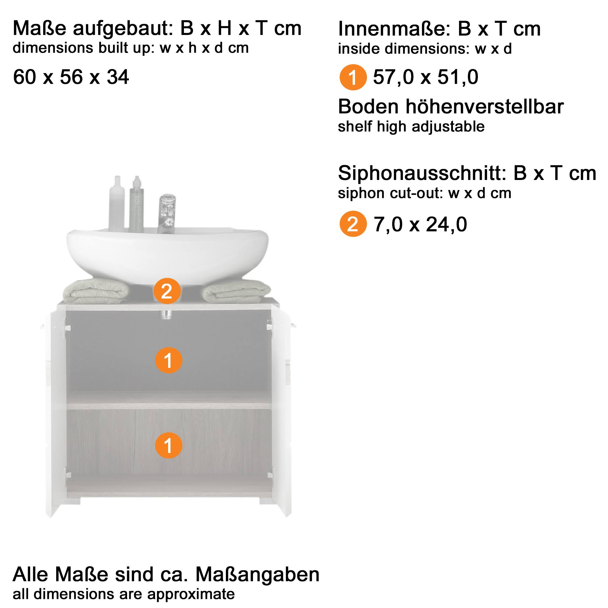 Trendteam Badezimmer Set One 5-teilig Weiß Rauchsilber