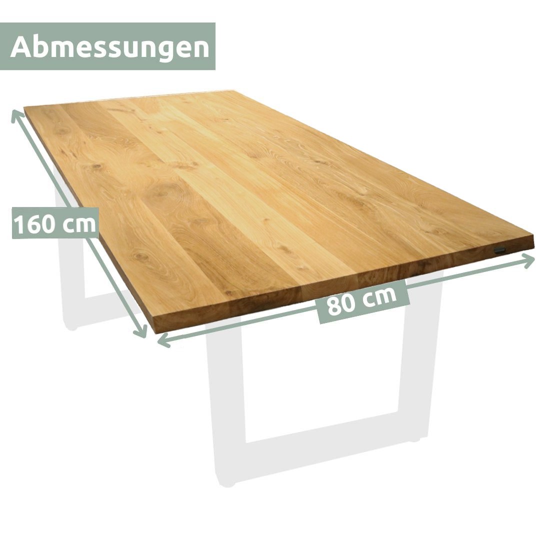 Holz4Home Tischplatte Eiche massiv ohne Baumkante