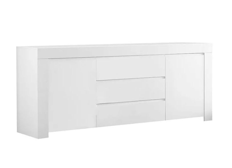 Sideboard Amalfi Hochglanz weiß 2-türig mit 3 Schubladen 