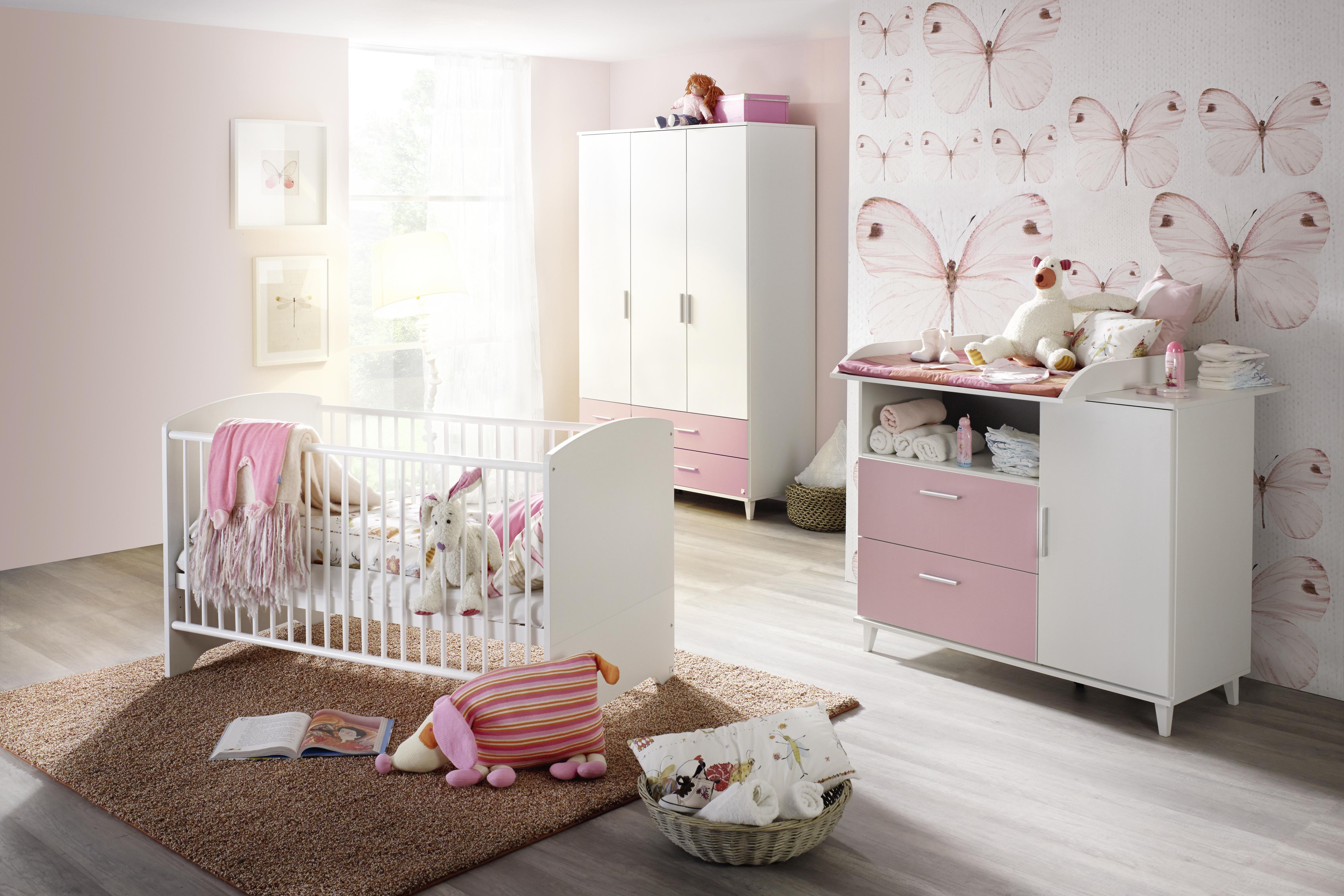 Babyzimmer Alpinweiß und Rosa Set Aik 3-teilig