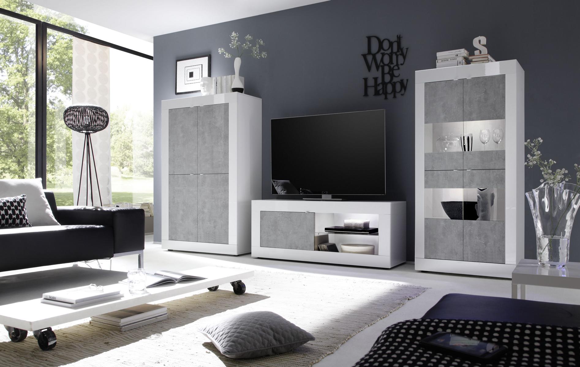TV-Lowboard Basic mit Tür Modernes Design Beton-Optik