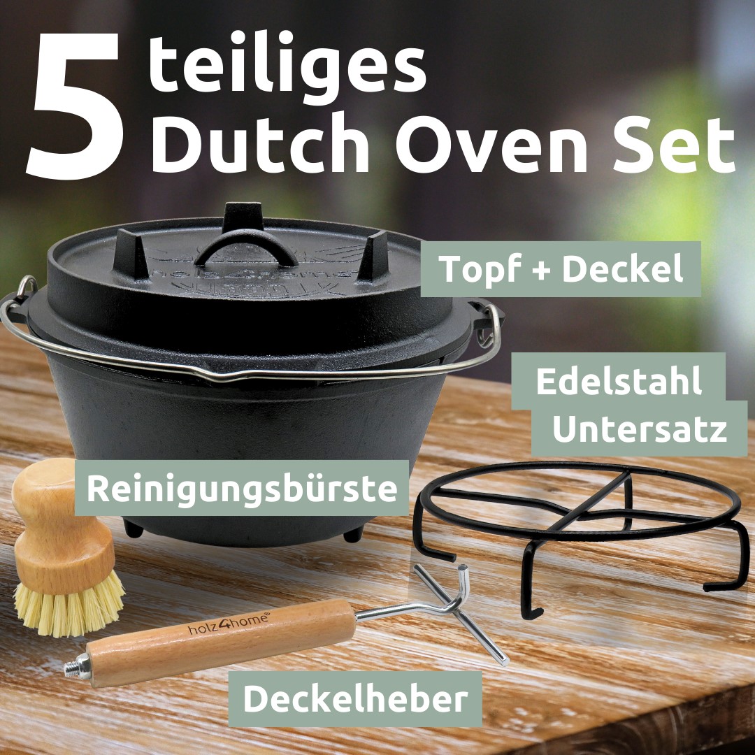 Dutch Oven 9L Feuertopf aus Gusseisen von holz4home®