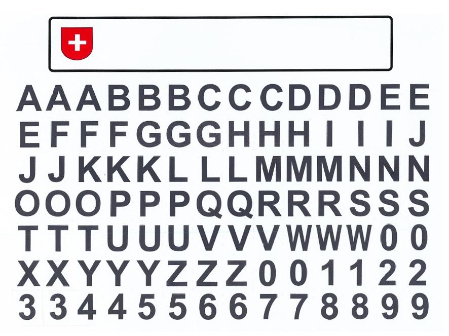Kfz Kennzeichen mit Buchstaben zum aufkleben Schweiz ♥