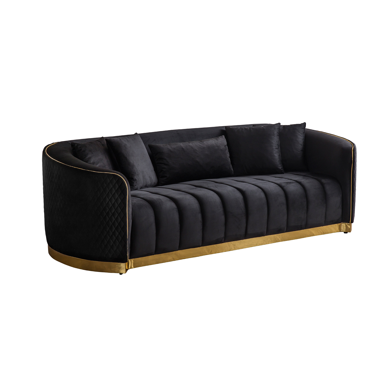 Eymense Design Sofa Golden 3-Sitzer Schwarz Gold