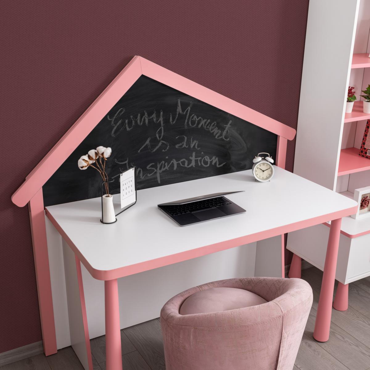 Odacix Schreibtisch Garden mit Hausrückwand Pink Weiß