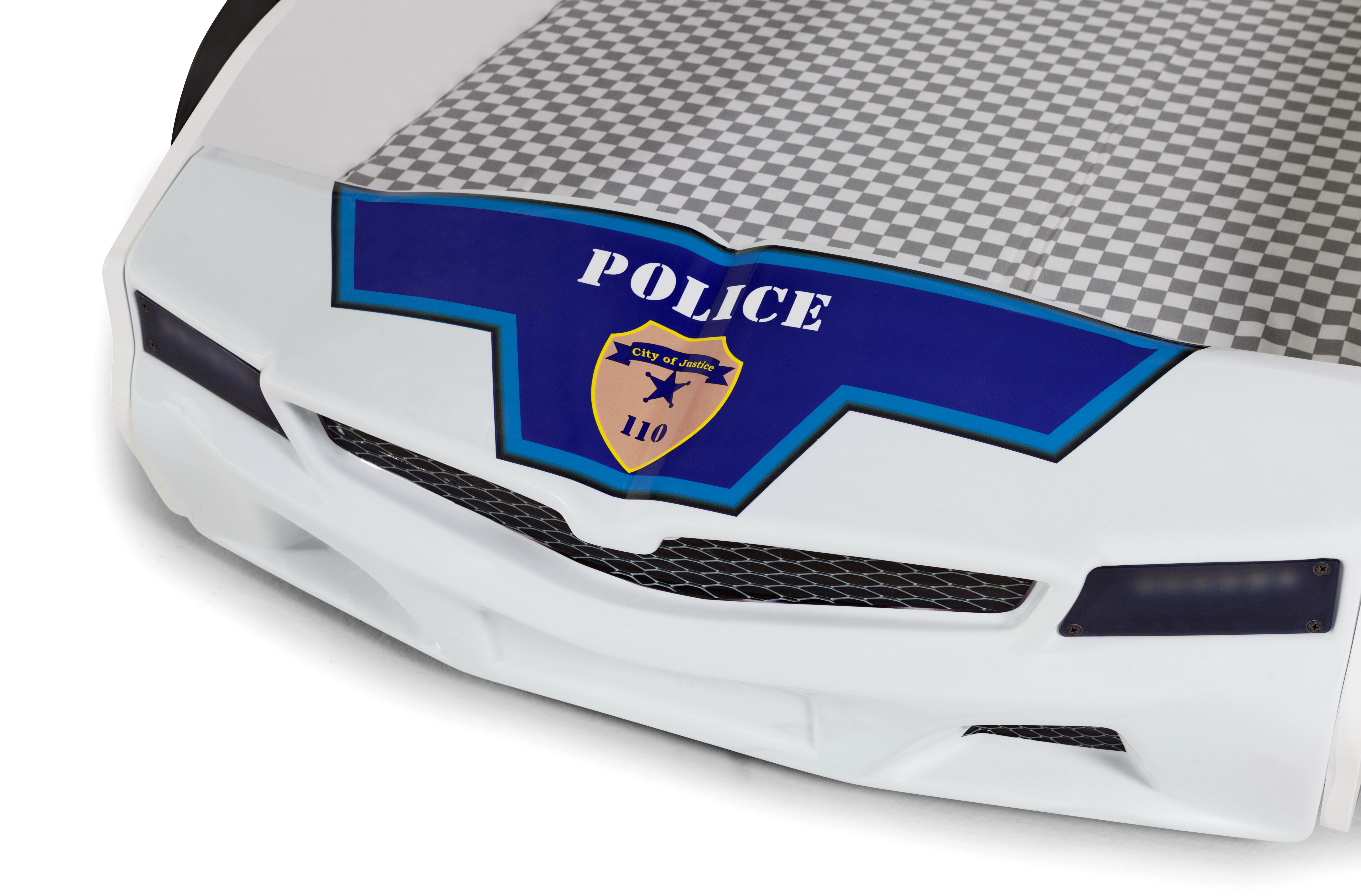 Autobett SPX Police mit blinkendem Blau-Rotlicht