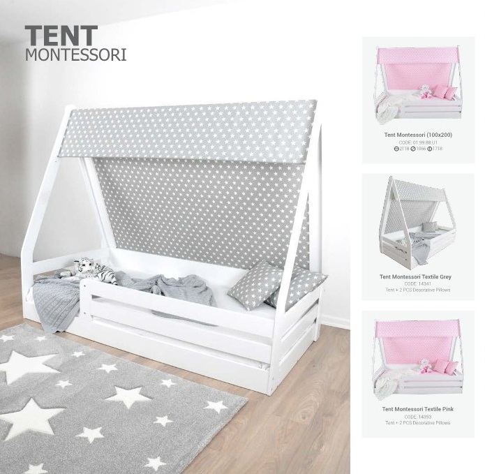 Almila Kinderbett Tenty 100x200 cm in Pink/Weiß