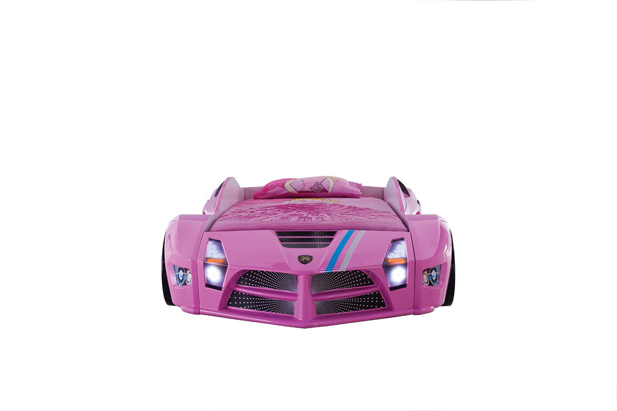 Autobett Luxury Standard in Pink mit LED Scheinwerfern und Sound