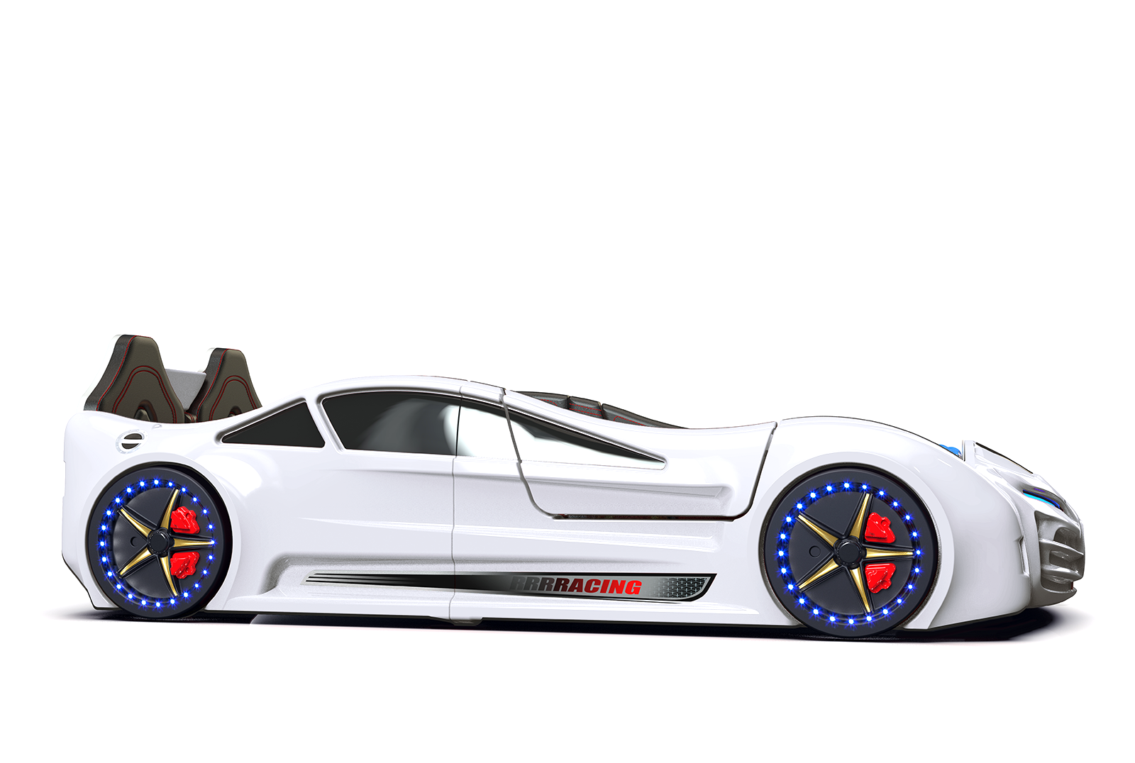 Autobett XR9 Racing mit LED und Flügeltüren Weiß