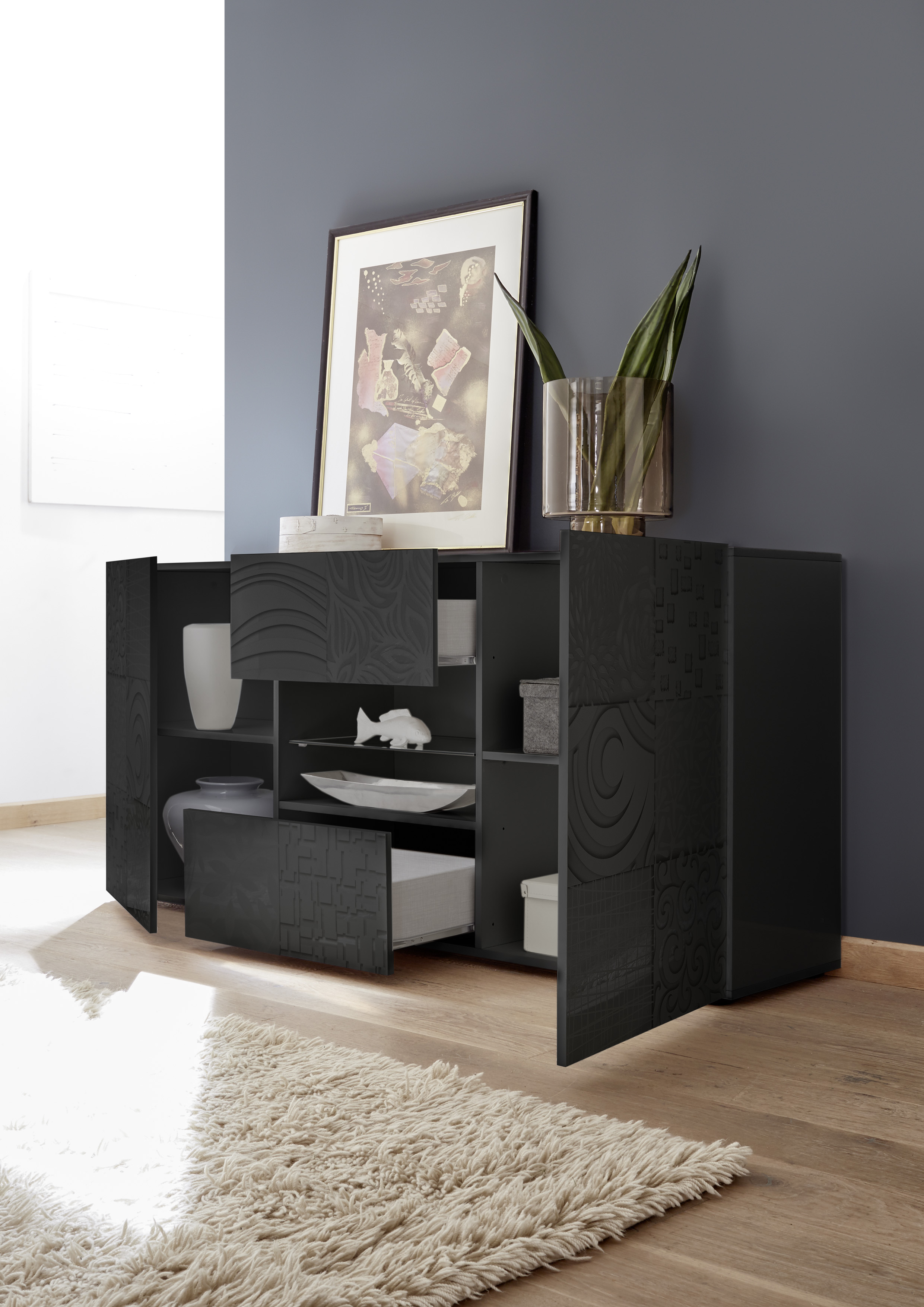 Sideboard Miro 2-türig Anthrazit