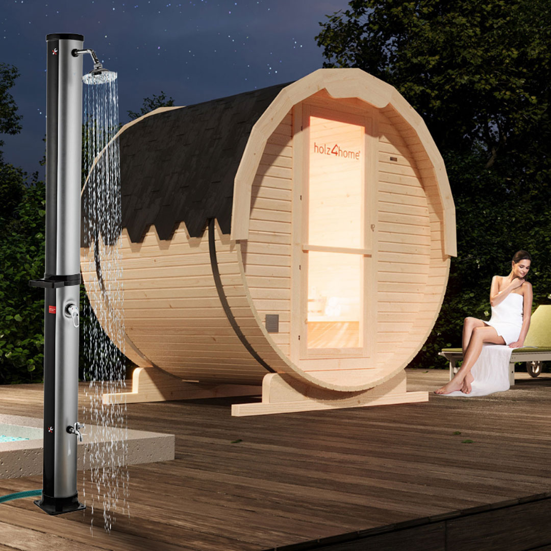 Holz4Home Solar-Garten-Dusche mit 38l Wasserspeicher