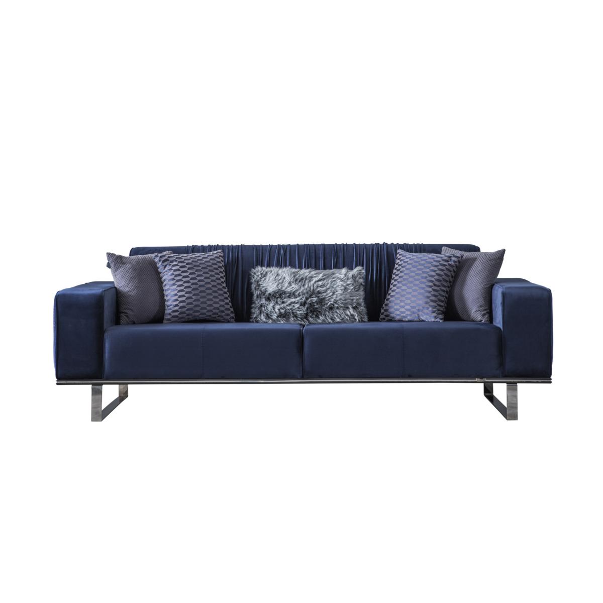 Weltew Sofa David mit Schlaffunktion 3-Sitzer in Blau