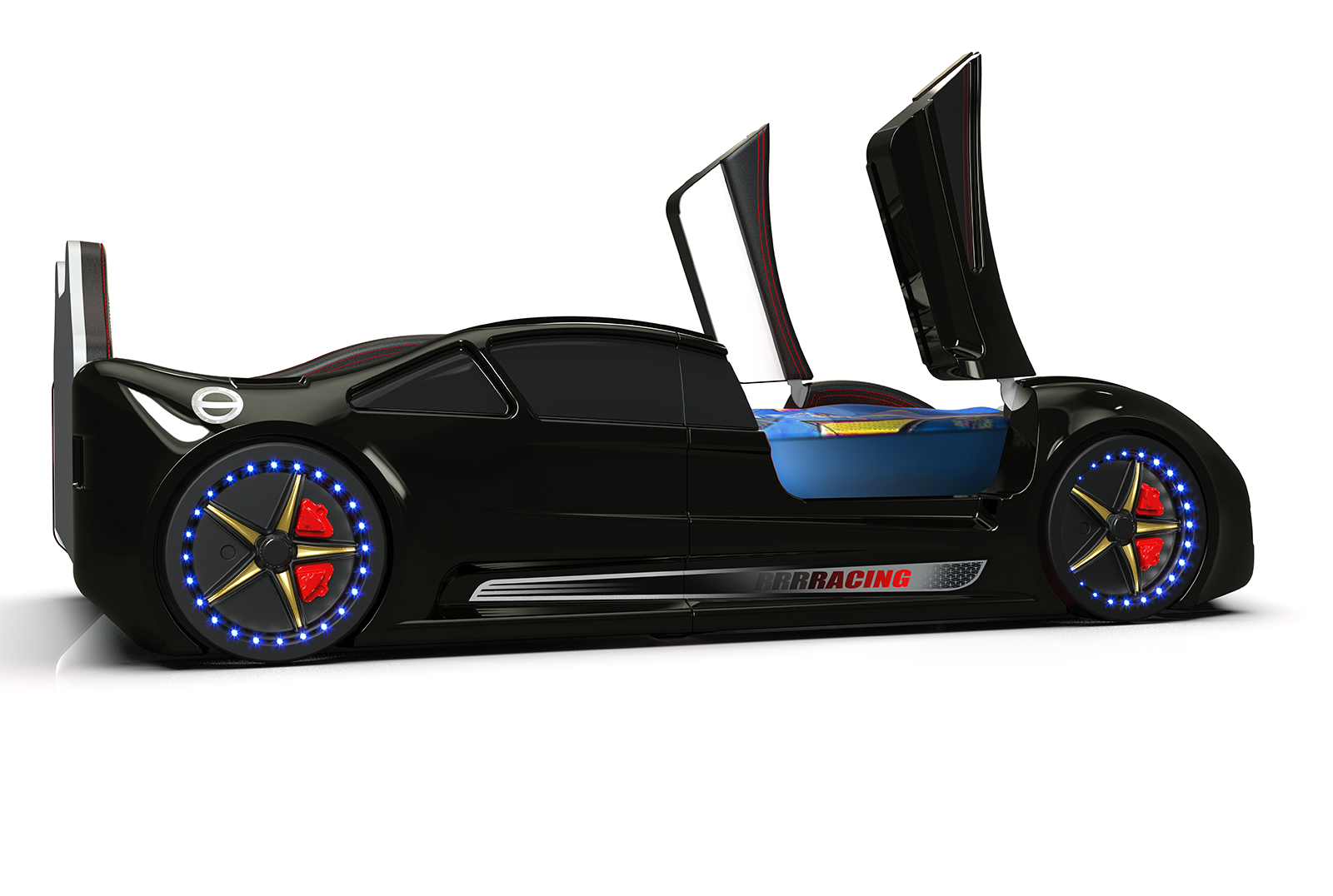Autobett XR9 Racing mit LED und Flügeltüren Schwarz