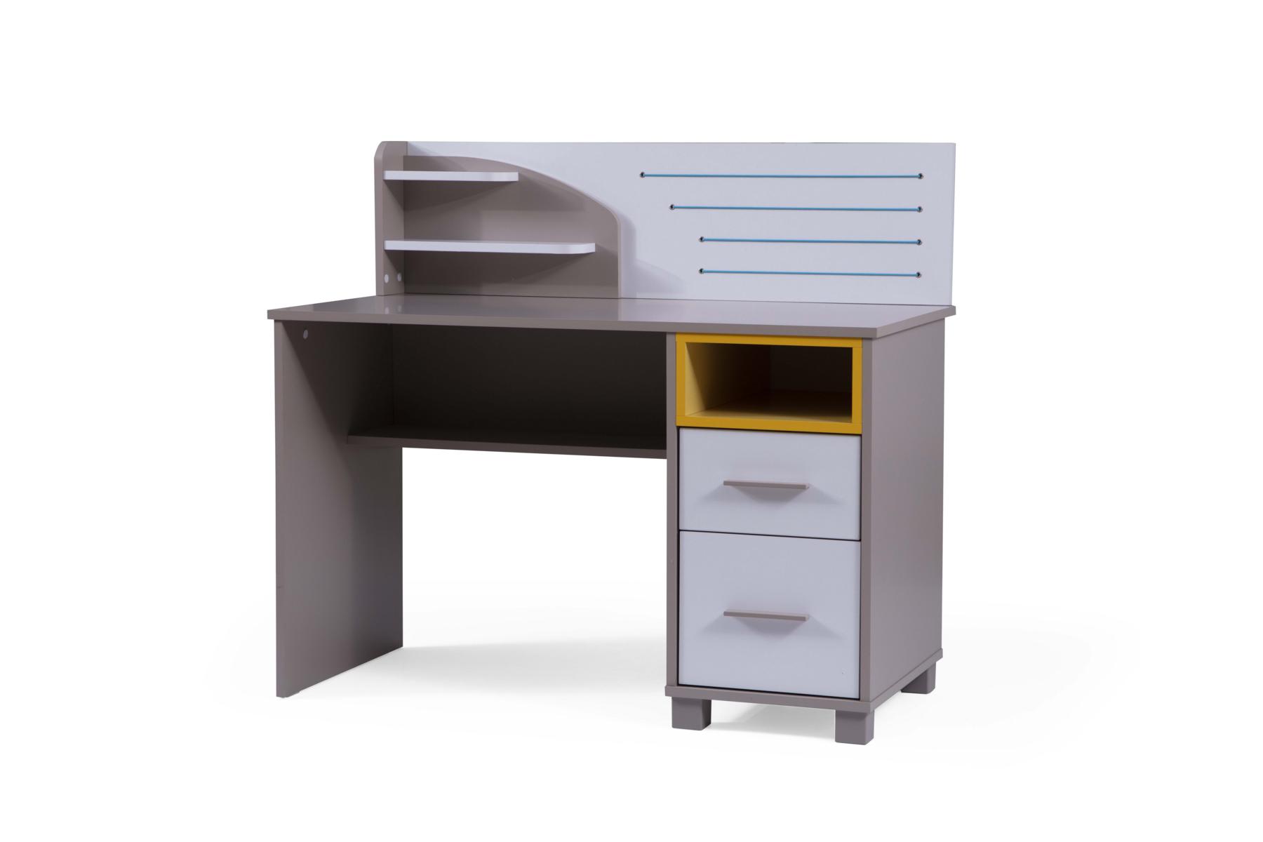 Benimodam Schreibtisch Torino Grau/Weiß mit Organizer-Aufsatz