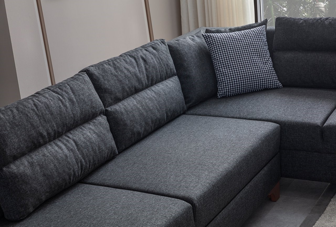 Eckcouch T-Loft Leinenstoff Anthrazit