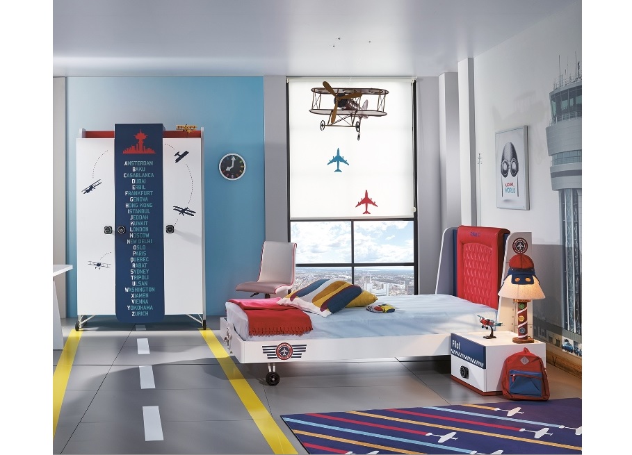 Almila Kinderzimmer komplett Set Flugzeug Pilot 3-teilig