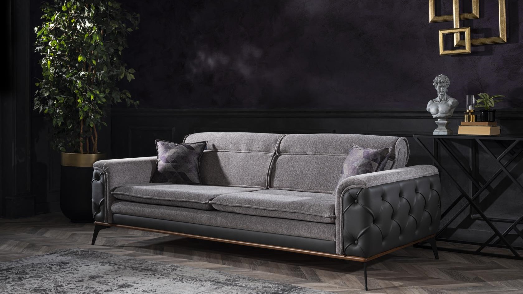 Weltew Sofa 2-Sitzer Izmir mit Schlaffunktion Grau