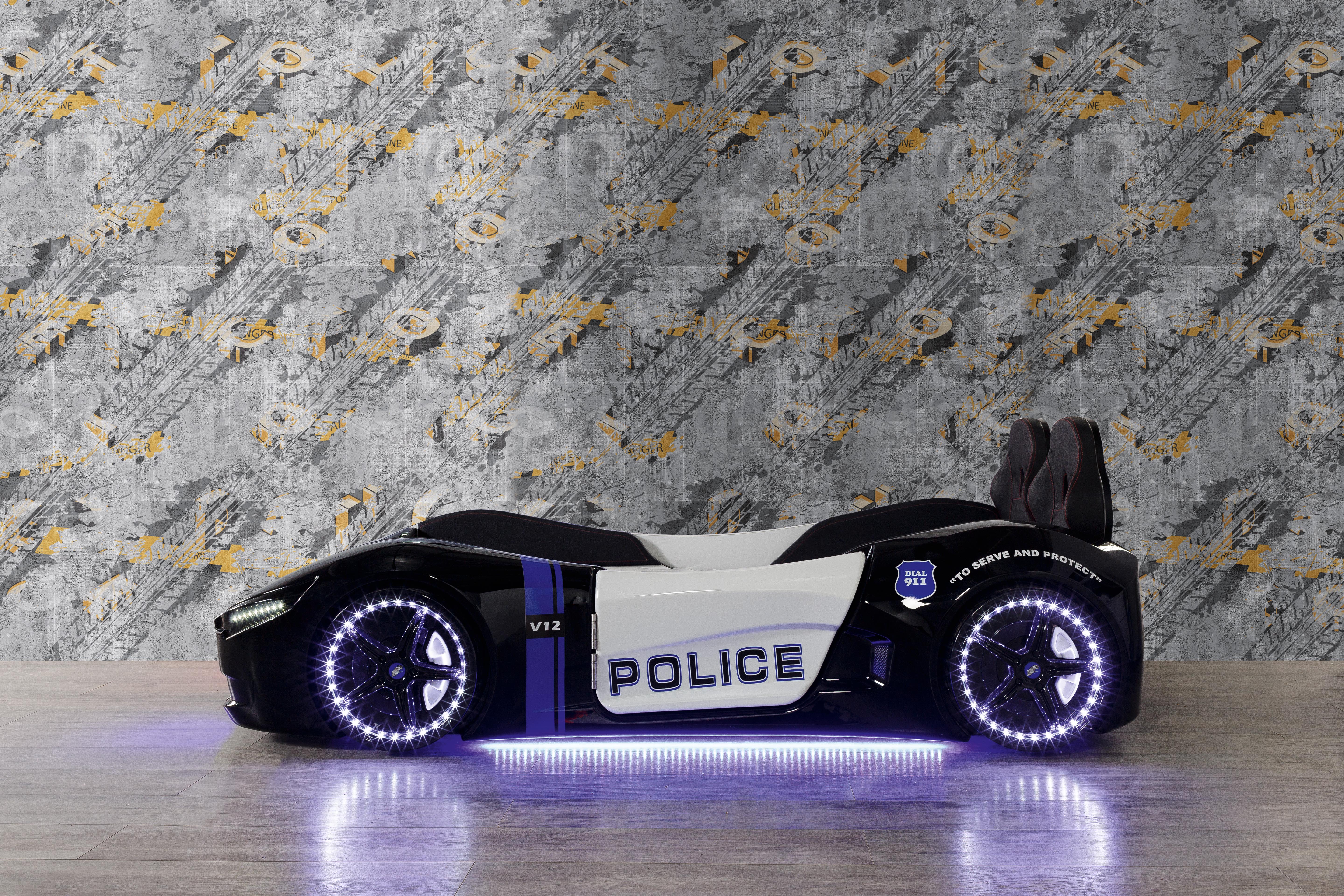 Titi Autobett Kinderzimmer Police mit Sirene 6-teilig
