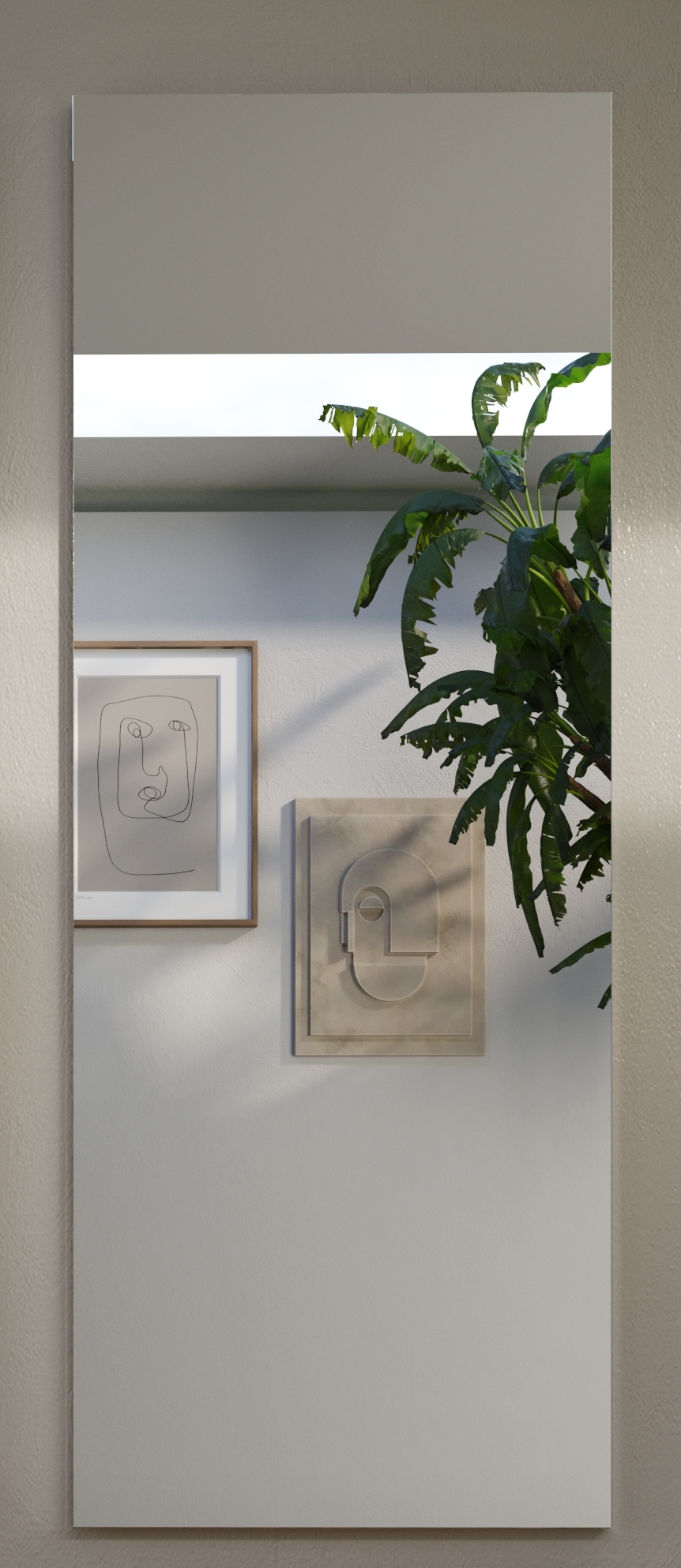 Garderoben-Set LC-Möbel Spiegel mit Dama 3-teilig Weiß