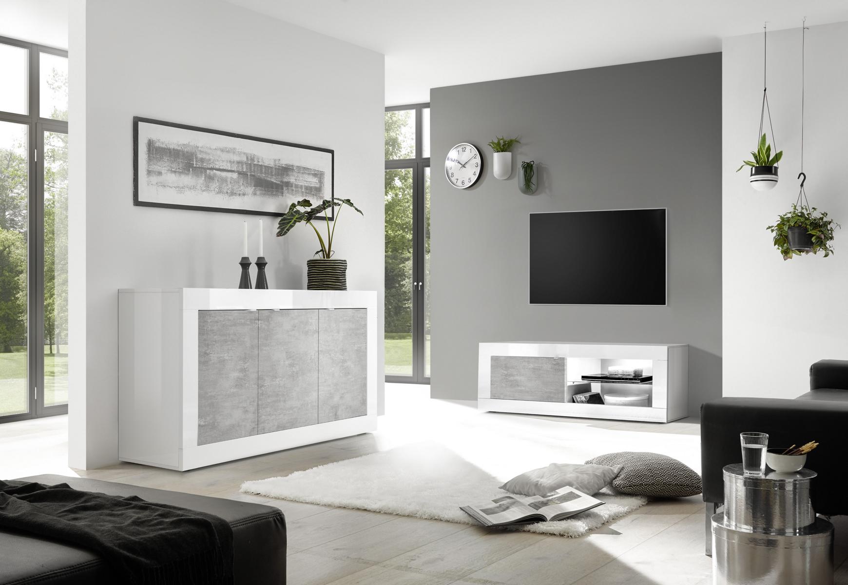 TV-Lowboard Basic mit Tür Modernes Design Beton-Optik