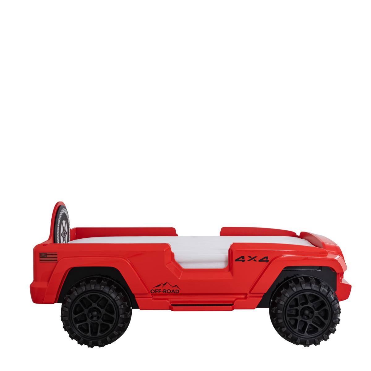 Kinder Autobett Off Road 100x190 cm mit LED Rot