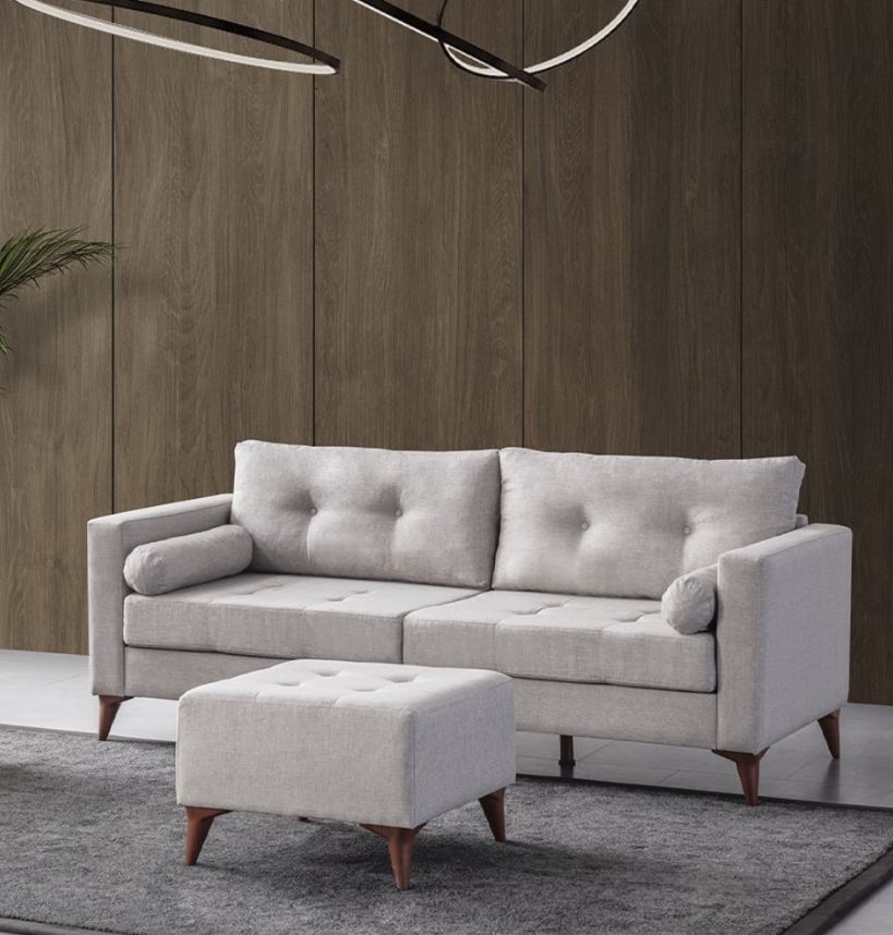 Eymense 3-Sitzer Sofa Kraft Leinenstoff Modern Creme