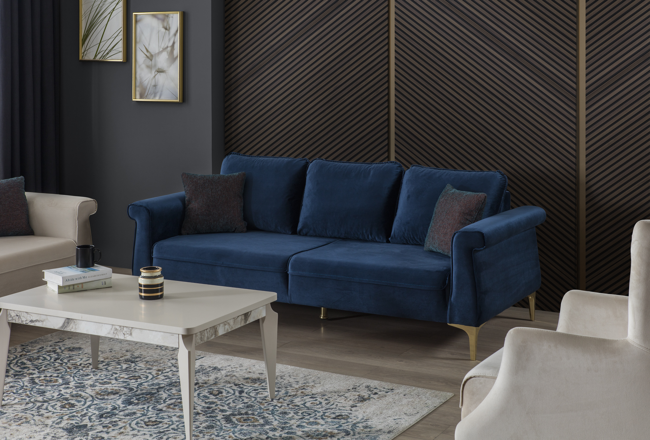 Weltew Design Sofa 3-Sitzer Camlica Blau