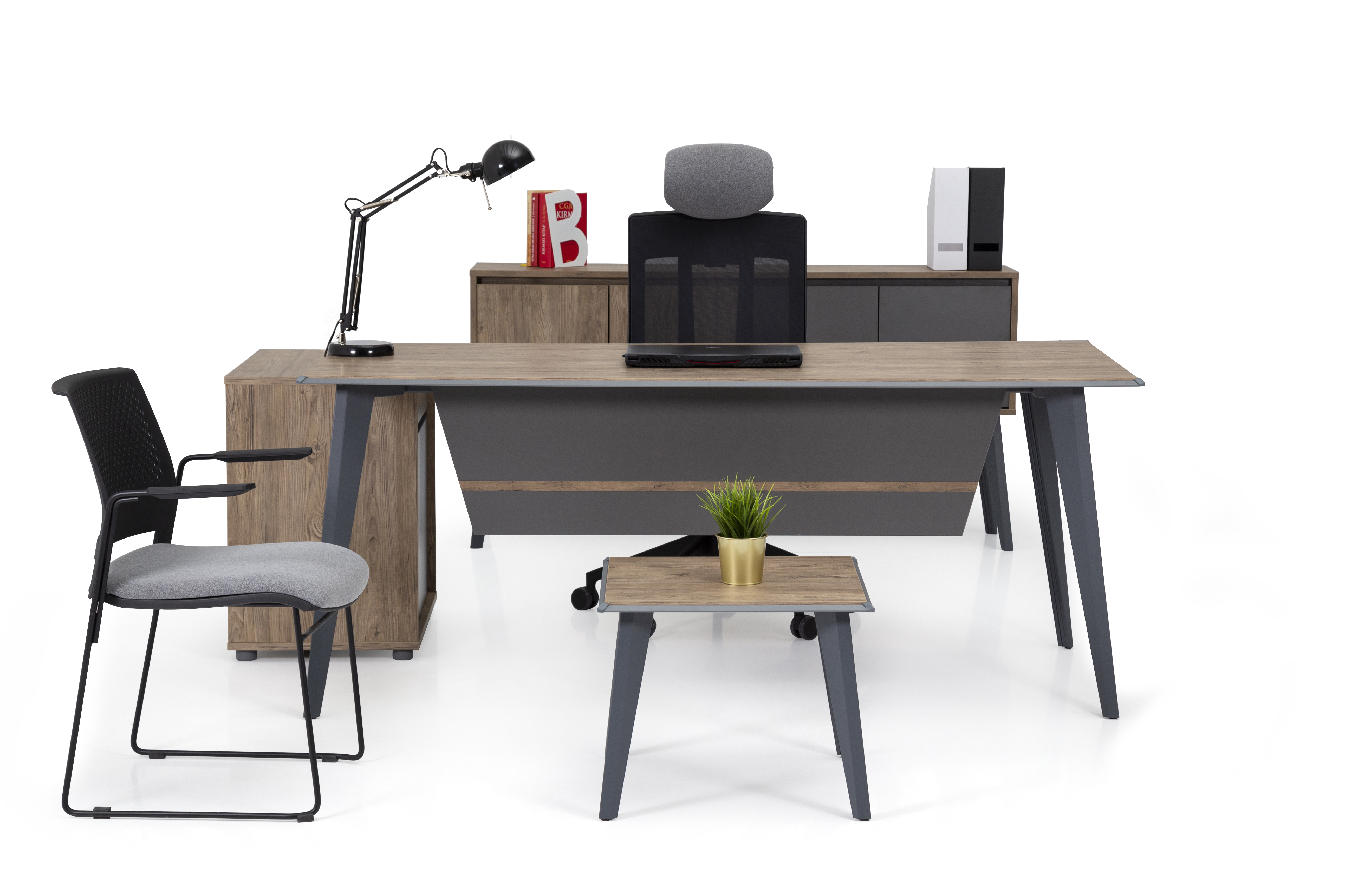 Ovali Büromöbel komplett 4-teilig Eco L3 180x80 cm