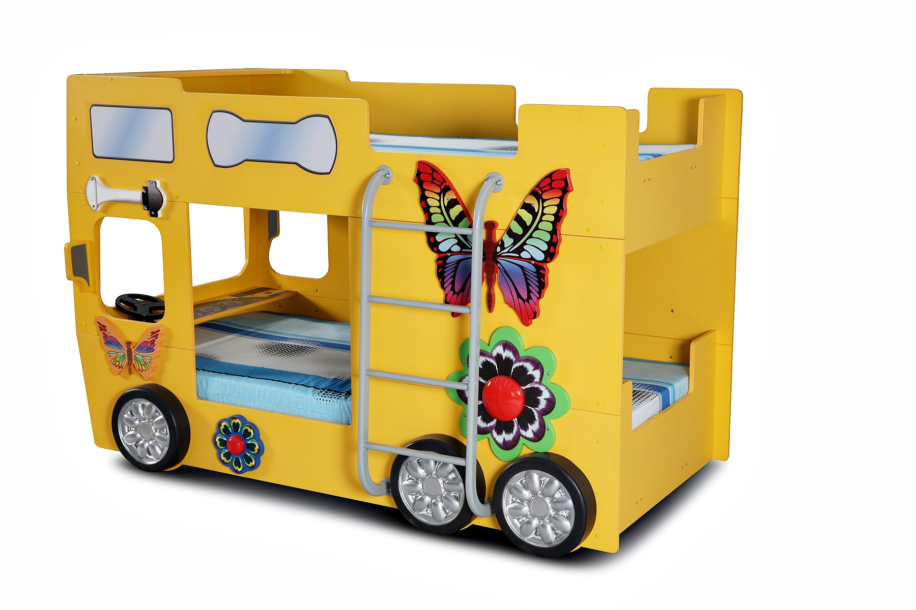 Kinderbett Happy Bus mit LED-Scheinwerfer in Gelb