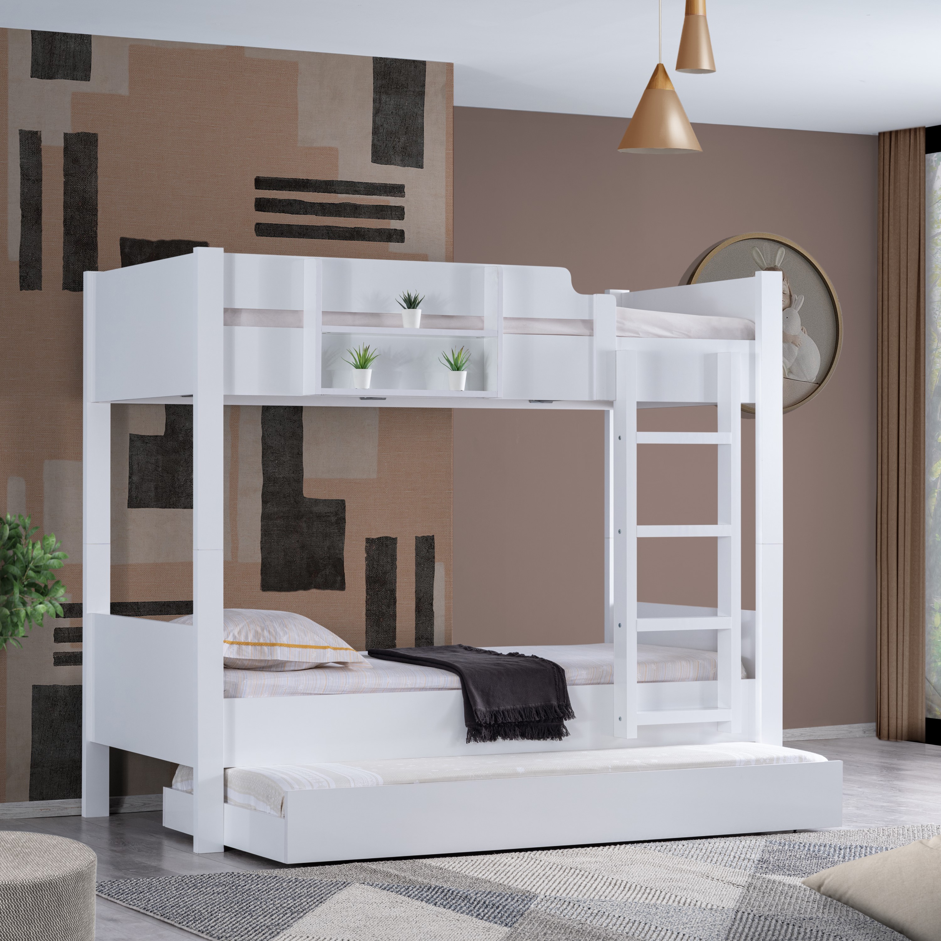 Odacix Etagen-/Einzelbett Kombi New Asya Weiß
