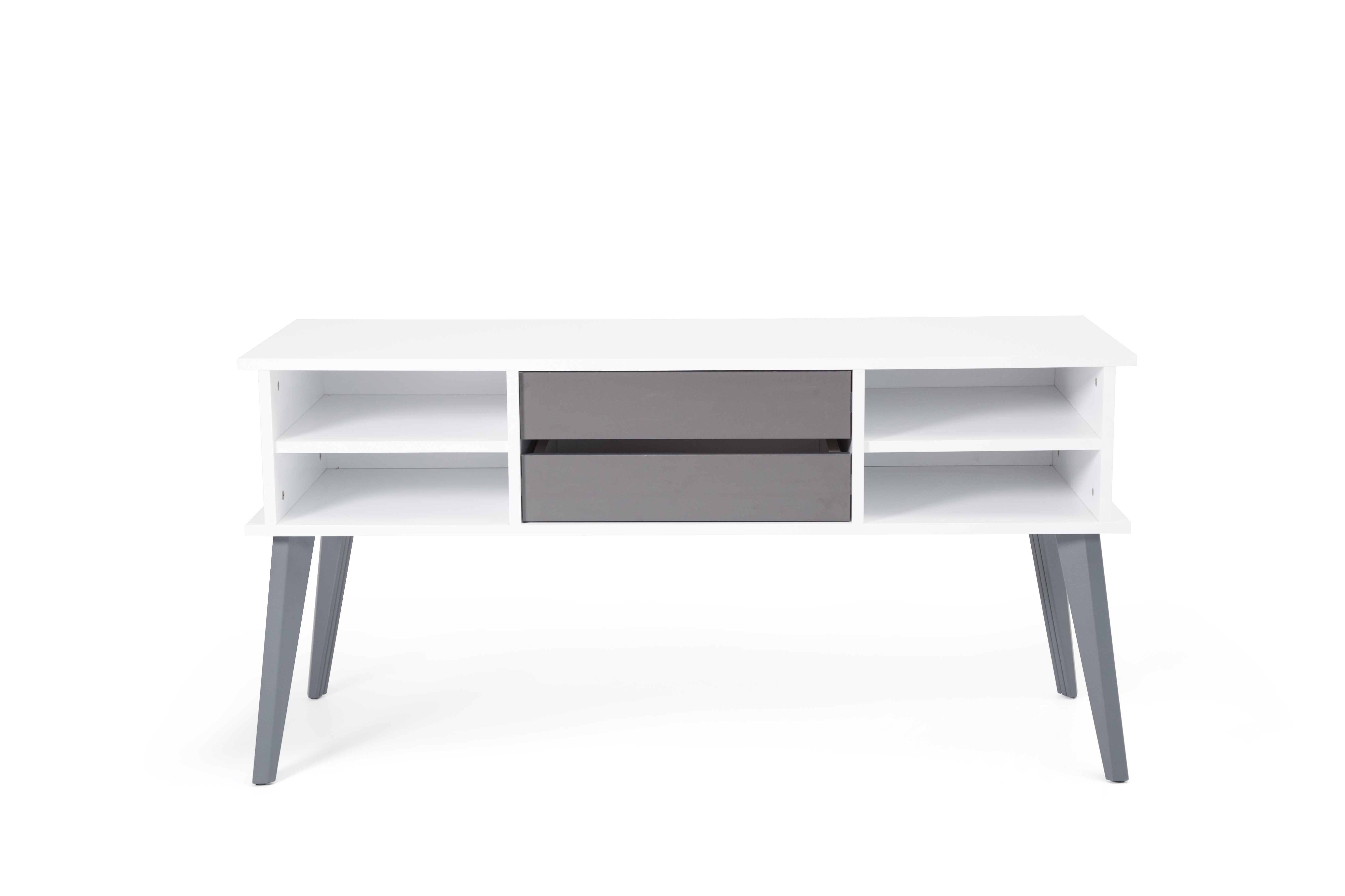 Ovali Sideboard mit Schubladen Eco Grau Weiß