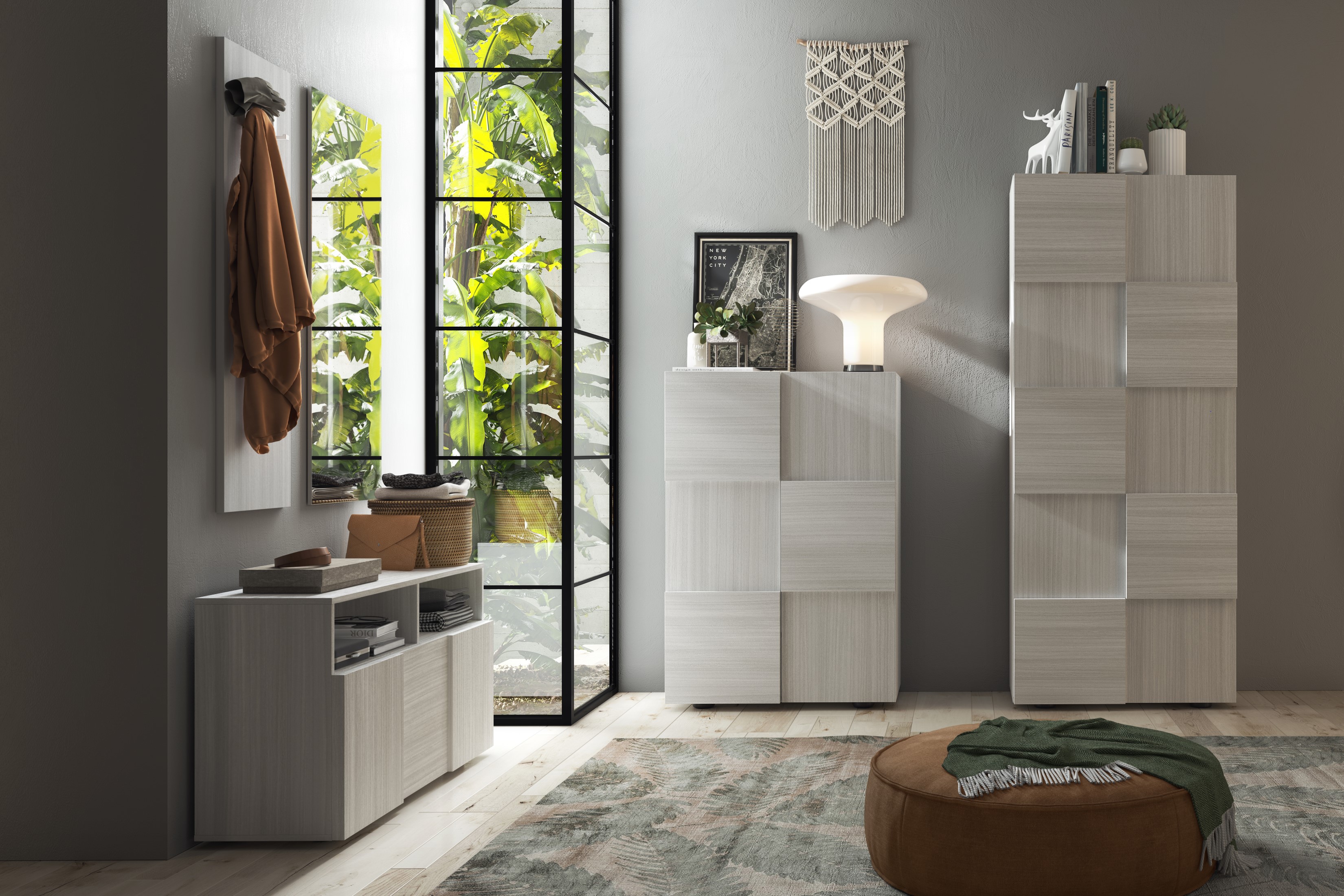 LC-Möbel Garderoben-Set Dama 3-teilig mit Spiegel Weiß
