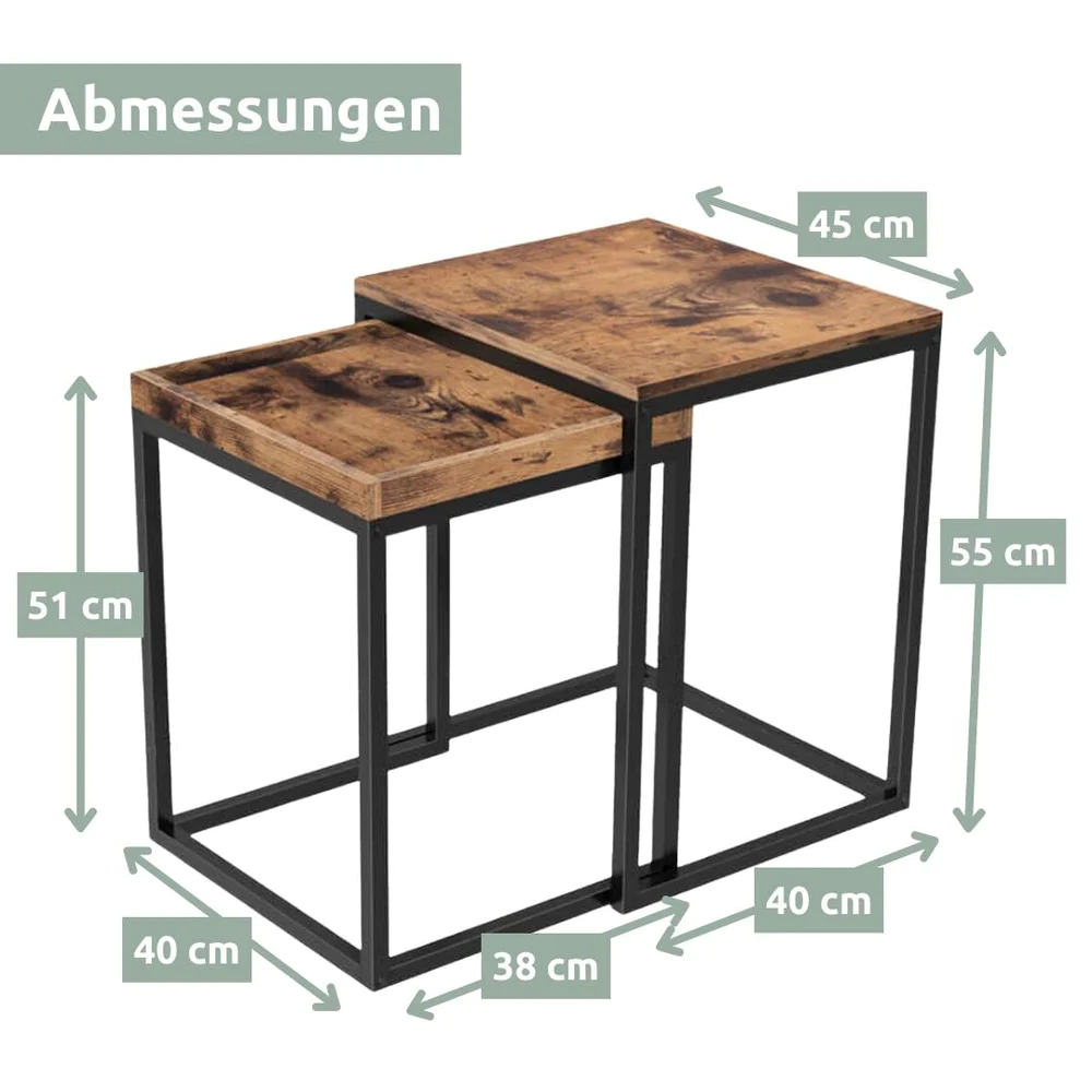 Holz4Home Couchtisch-Set Lannies 2-teilig Industrial-Style