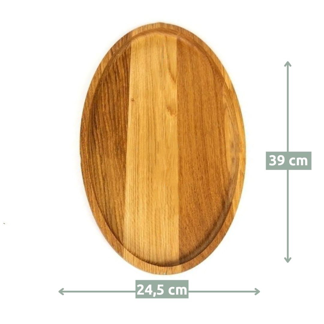 Holz4Home Dekotablett aus Eichenholz mit Kante oval
