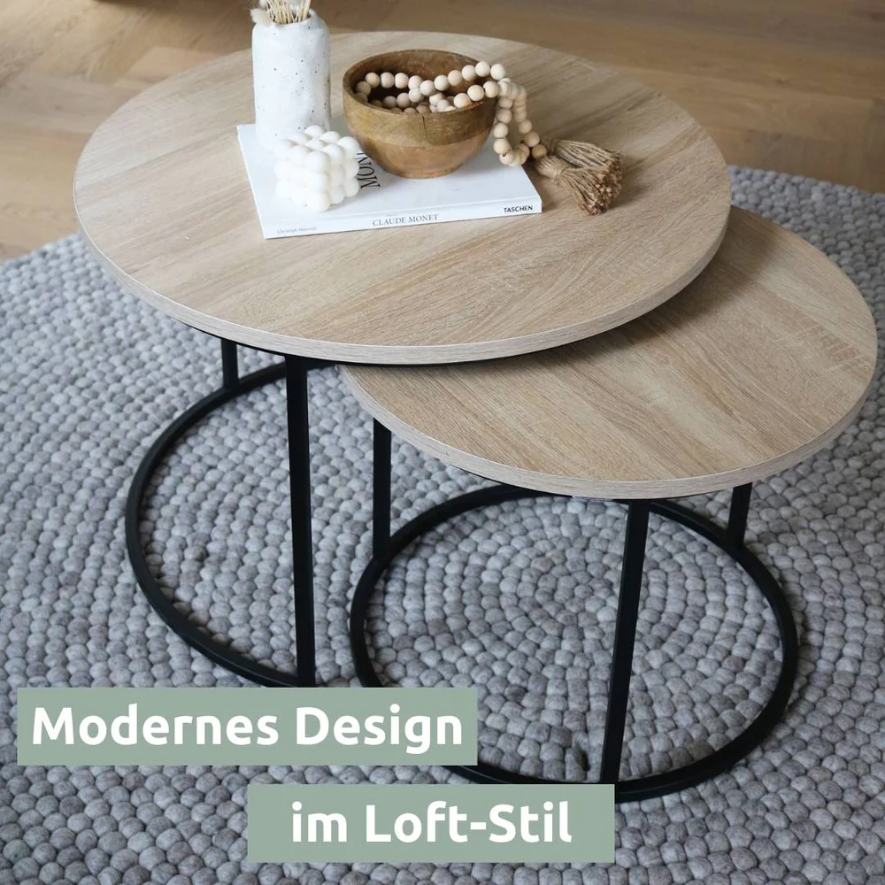 Holz4Home Couchtisch-Set MDF Sonoma 2-teilig Modern