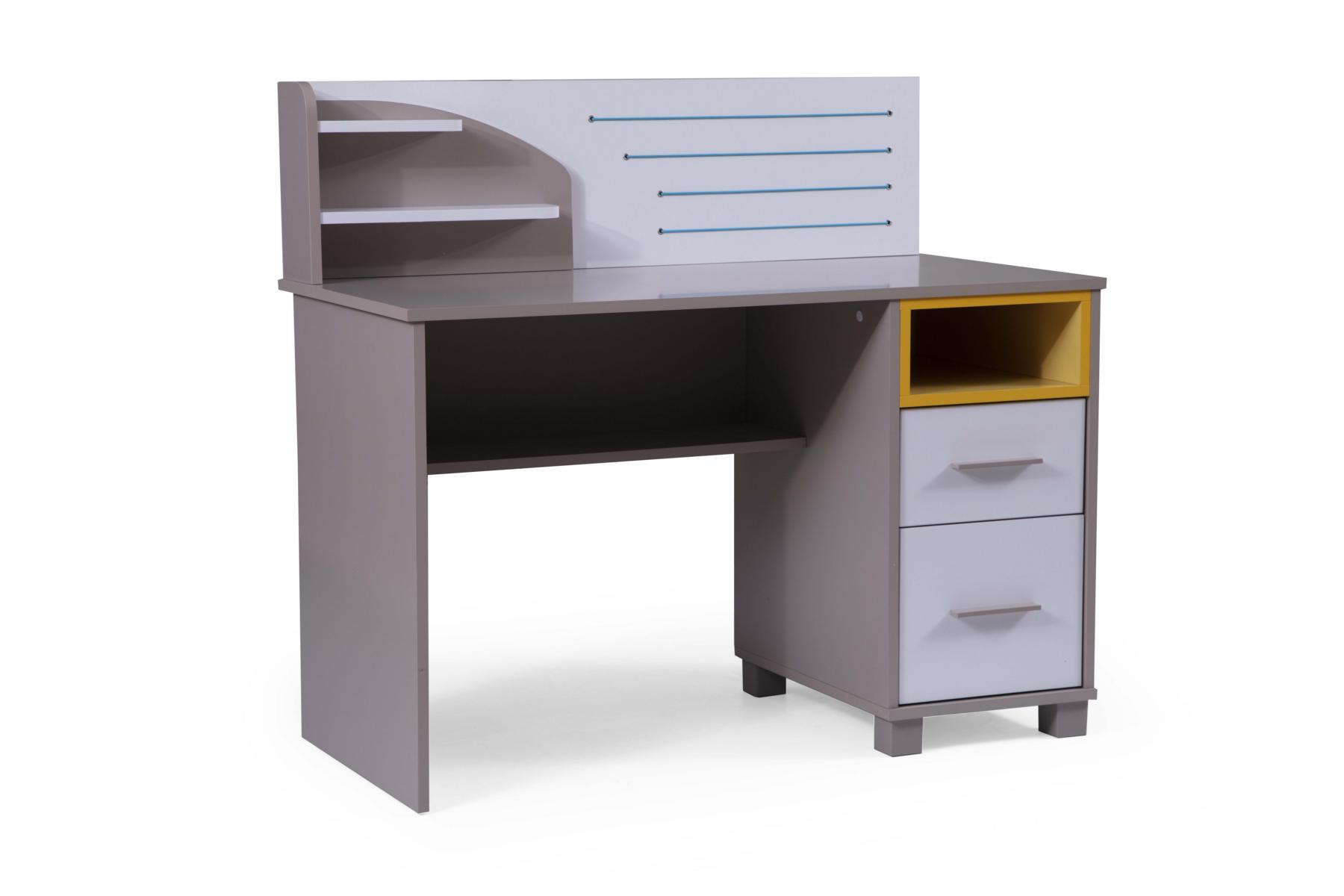 Benimodam Schreibtisch Torino Grau/Weiß mit Organizer-Aufsatz