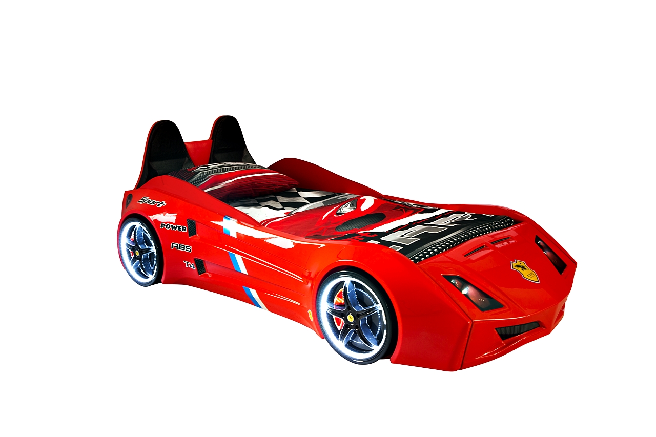 Titi Autobett Cat Garage Car in Rot mit Beleuchtung